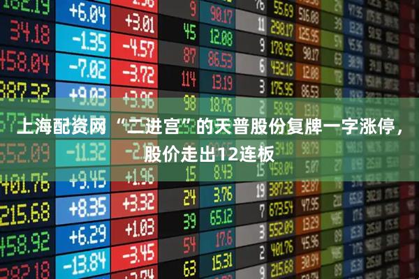 上海配资网 “二进宫”的天普股份复牌一字涨停，股价走出12连板